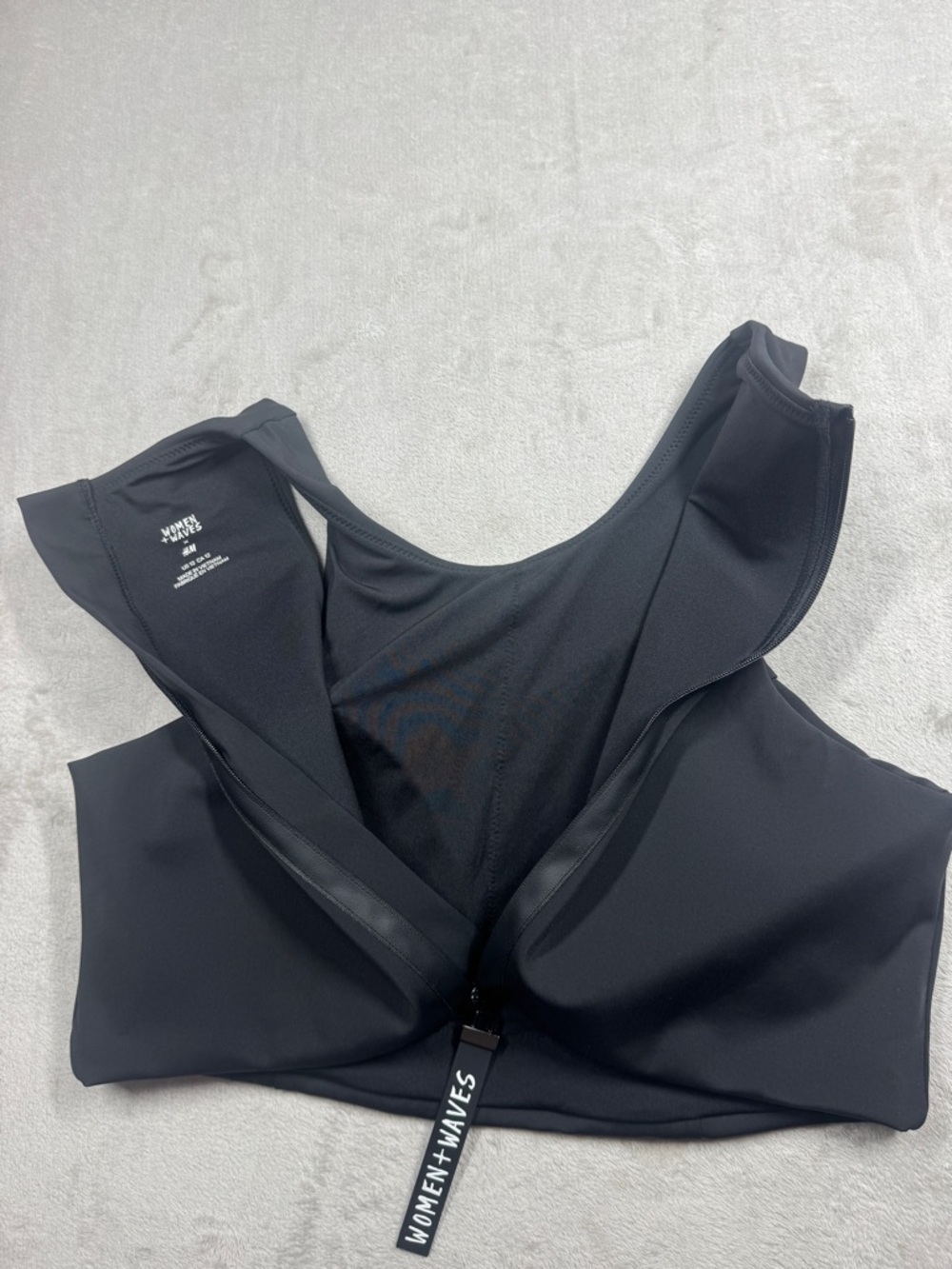 Women + Waves X H&M Black Padded Bikini Zip Back Surf Top Size 12 - Picture 12 of 16